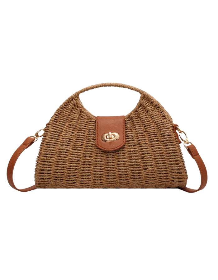 SHOPIQAT New Mori Fashion Straw Contrasting Color Tote Bag - Premium from shopiqat - Just $9.900! Shop now at shopiqat